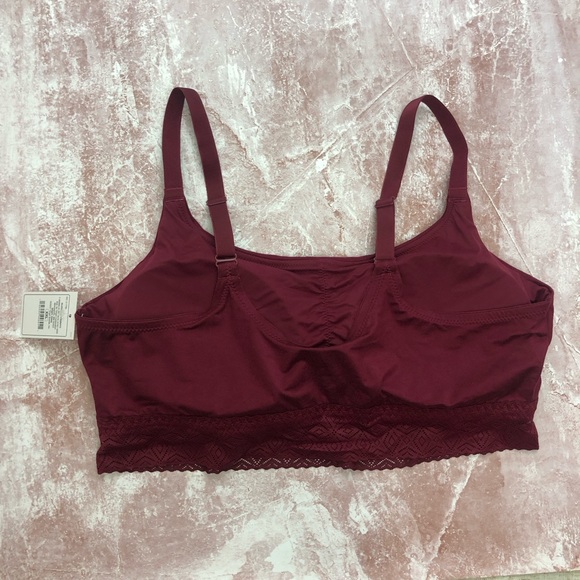 Auden by Target Burgundy Lightly Padded Soft Bra with Lace in XXL ~ NWT! - Picture 2 of 5